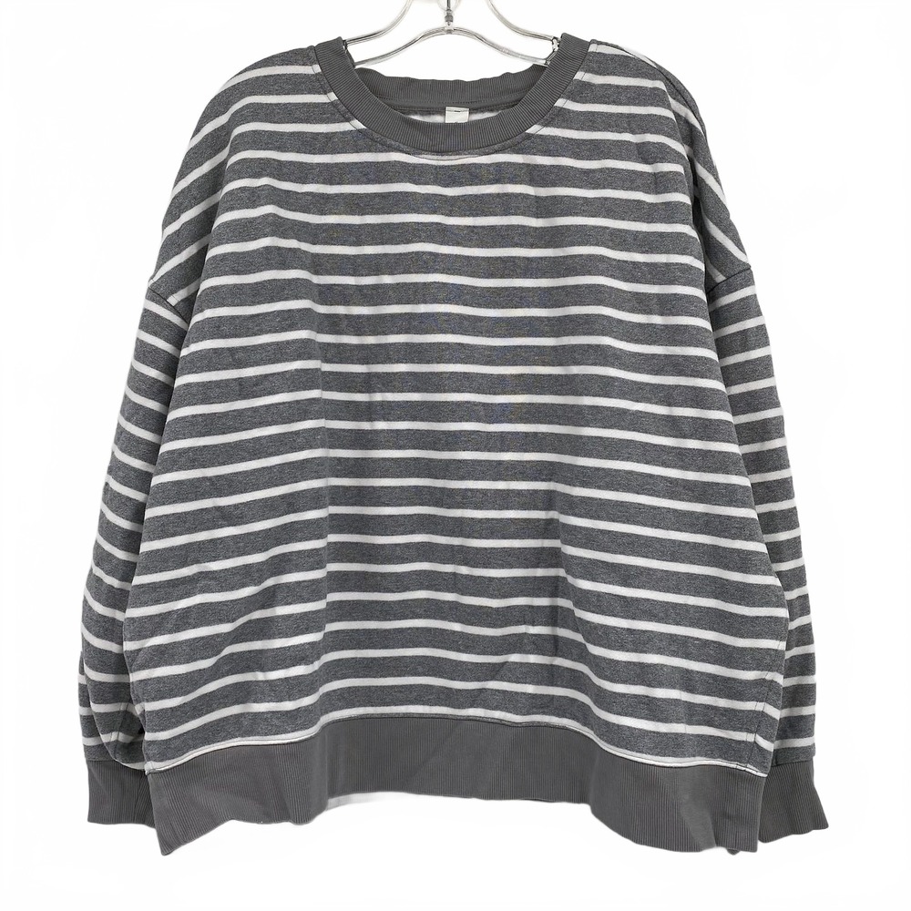 lululemon athletica Gray White Striped Crewneck Sweatshirt | Womens XL